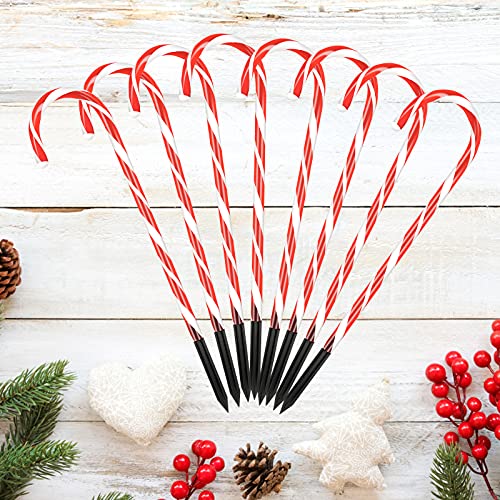 Einfeben 8 Stück Zuckerstangen LED Weihnachts Dekoration, Zuckerstange Außen Garten Deko mit Wasserdichte Batteriebox von Einfeben