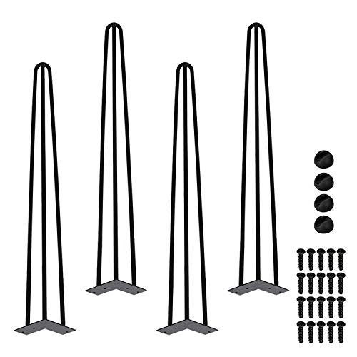 Einfeben Hairpin Legs, 4er Set Haarnadelbeine, 3 Streben Tischbeine Tischgestell, Möbel Metal Haarnadel Schlanke Tischbeine aus Stahl für Hocker, Tisch, Schrank, Kaffeetisch, Schubladen, Länge 61 cm von Einfeben