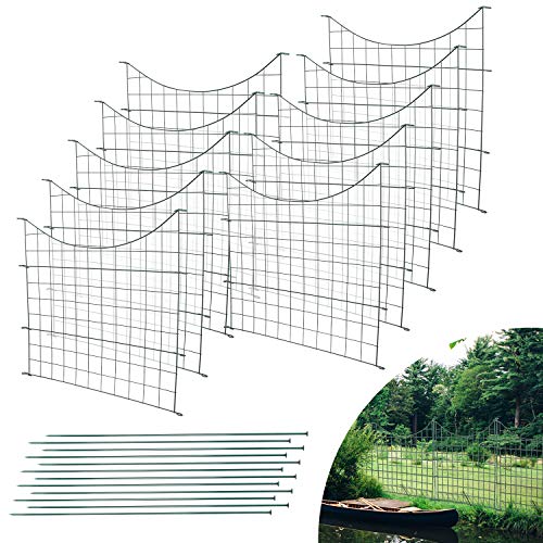 Einfeben Teichzaun Gartenzaun 22tlg Set Zaun Teich mit 10 Zaunelemente und 12 Befestigungsstäben, Metallzaun Grün, Gitterzaun, Gartenzaun, Campingzaun (Unterbogen) von Einfeben