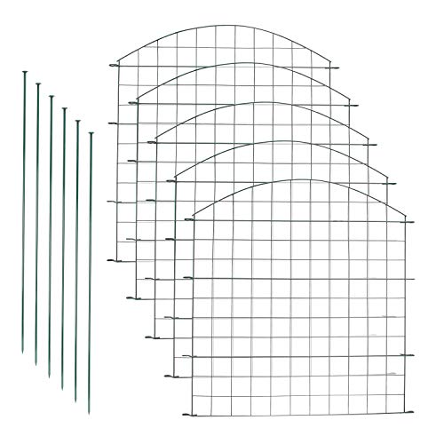 EINFEBEN Teichzaun Gartenzaun Zaun Teich mit 5 Zaunelemente und 6 Befestigungsstäben, Metallzaun Grün, Gitterzaun, Gartenzaun, Campingzaun (Oberbogen) von Einfeben