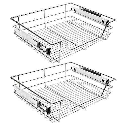 Einfeben Teleskopschublade Küchenschublade, 60CM Küchenschrank Korbauszug, Schrankauszug, Vollauszug Schublade, Teleskop Korb für 40cm Schränke aus Metall (2 Stück) von Einfeben