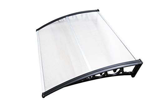 EINFEBEN Vordach für Haustür 150 x 100 cm Pultbogenvordach Transparent Polycarbonat Pultvordach Überdachung 5 mm, PP Halterung,Türdach für draußen Sonnenschutz Regenschutz von Einfeben