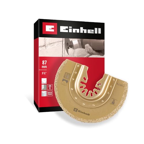 Original Einhell Halbrundes Hartmetall-Sägeblatt 87mm (Halbrunde Form, Hartmetallbestreuung, Open Back Schnellwechselfunktion, Geeignet für Multitools) von Einhell Accessories