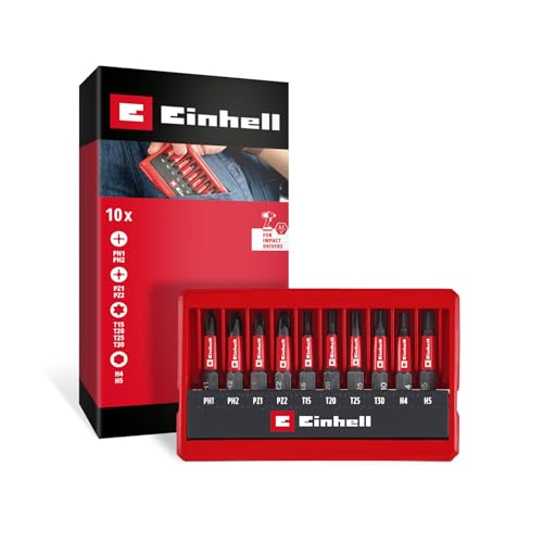Original Einhell Impact-Bit-Set 10-tlg. (50-mm-Bits PH/PZ/T/H, S2-Stahl, E 6.3 Schaft, Taschenkassette mit Aufstellfunktion) von Einhell Accessories