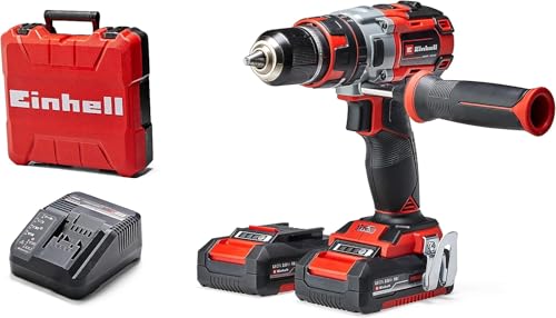 Einhell TE-CD 18 Li-i Brushless Power X-Change Akkuschrauber (mit Schlagfunktion, Li-Ion, 18 V, 2 Geschwindigkeiten, 60 Nm, LED-Licht, Koffer, inkl. 2 2,0-Ah-Akkus und Ladegerät) von Einhell