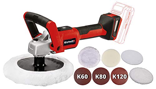 Einhell 2093320 CE-CP 18/180 Li E-Solo Akku-Polier- / Schleifmaschine + Polierhauben passend für CE-CB 18/254 Li, CC-PO 90 und BT-PO 90 von Einhell