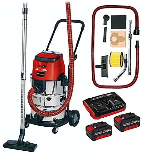 Einhell Akku-Nass-Trockensauger TE-VC 36/30 Li S Power X-Change (Li-Ion, 36 V, ECO/BOOST-Mode, Edelstahlbehälter 30 l, inkl. Schlauch, 2x 3 Ah Akku und Twincharger) von Einhell