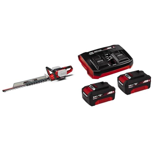 Einhell Akku-Heckenschere GE-CH 36/65 Li Power X-Change (36 V, 65 cm Schnittlänge, 30 mm Zahnabstand, drehbarer Handgriff, inkl. Schnittgutsammler, 2x 3,0 Ah Akkus und Twincharger) von Einhell