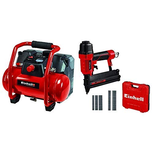Einhell Akku-Kompressor TE-AC 36/6/8 Li OF Set Power X-Change (36 V, max. 8 bar, 6 l-Tank, 130 l/min Ansaugleistung, Motordrehzahl 16000 min^-1, ölfrei, ohne Akku, inkl. Druckluft-Tacker) von Einhell