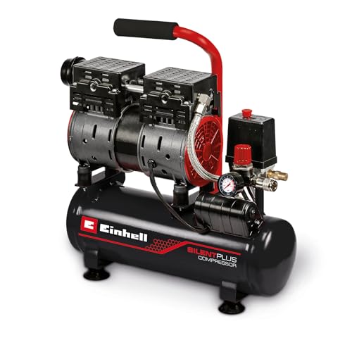 Einhell Kompressor TE-AC 110/6 Silent Plus (550 W., max. 8 bar, 6 l-Tank, 110 l/min Ansaugleistung, Motordrehzahl 1450 min^-1, Manometer, Schnellkupplung, ölfrei) von Einhell
