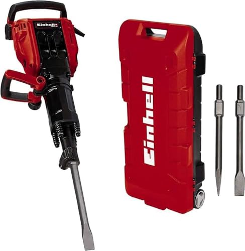 Einhell 4139130 Abbruchhammer TE-DH 50 (1.700 W, 50 J Einzelschlagstärke, SDS-Hex-Werkzeugaufnahme, schwingungsgedämpfter,Hauptgriff, Softstart, inkl. inkl. Spitz-/Flachmeißel, Trolley) von Einhell