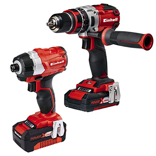 Einhell 4257216 Maschinen/Werkzeug-Set (TE-CD 18 Li-i Brushless, TE-CI 18 Li Brushless inkl. Tasche, 2 Akkus (2,0 und 4,0 Ah) und Schnellladegerät) von Einhell