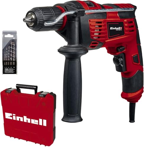 Einhell Schlagbohrmaschinen-Set TC-ID 720/1 E Kit (Bohren/Schlagbohren, 13 mm-Schnellspannbohrfutter, Drehzahl-Elektronik, inkl. 5-tlg. Bohrer-Set für Beton + E-Box Basic) von Einhell