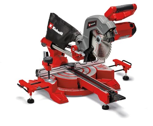 Einhell Zug-Kapp-Gehrungssäge TC-SM 216 (1.600 W, Drehtisch mit Schnellverstellung und Einrastpositionen, Laser, L+R Auflagen, Spindle-Lock, inkl. Hartmetall-Sägeblatt) von Einhell