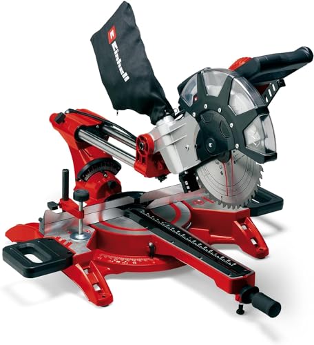 Einhell Zug-Kapp-Gehrungssäge TC-SM 2534/1 Dual (2350 W, max. 75 mm x 340 mm Schnitttiefe/-breite, Ø 250 mm Sägeblatt, beidseitig neigbarer Sägekopf, Zugfunktion, Laser) von Einhell