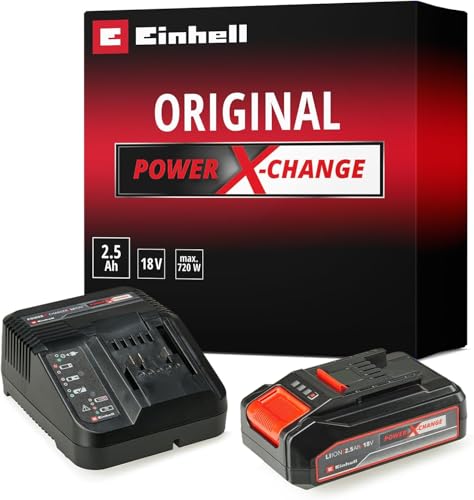 Original Einhell Starter Kit 2,5 Ah Akku und Ladegerät Power X-Change (Li-Ion, 18 V, 50 min Ladezeit, passend für alle Power X-Change Geräte) von Einhell