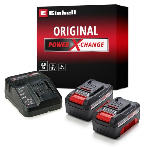 Original Einhell Starter Kit 2x 3,0 Ah Akkus und Ladegerät Power X-Change (Li-Ion, 18 V, 60 min Ladezeit, passend für alle Power X-Change Geräte) von Einhell