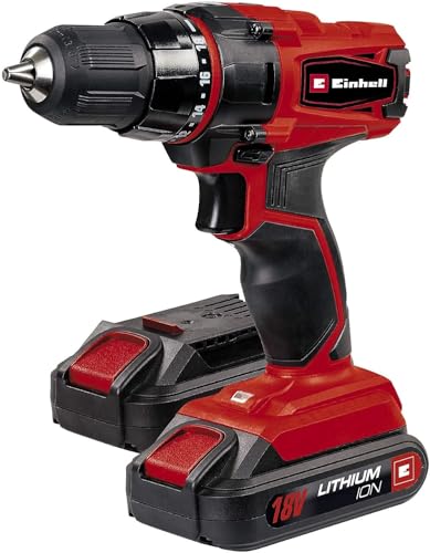 Einhell Akku Bohrschrauber TC-CD 18-2 Li (Li-Ion, 2 x 18V Akkus, 1.5 Ah, 38 Nm, Quick Stop, Transportkoffer) von Einhell