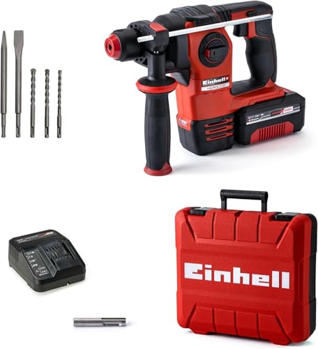 Einhell Akku-Bohrhammer HEROCCO Kit +5 (1x3,0Ah) Power X-Change (Li-Ion, 18V, 2.2 Joule, 18 Nm, SDS-Plus, inkl. 3,0 Ah-Akku, Ladegerät, 3 Bohrer, Flachmeißel, Spitzmeißel, inkl. E-Box) von Einhell