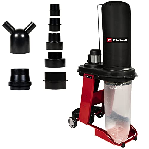 Einhell Absauganlage TE-VE 550/2 A (550 Watt, laufruhiger Induktionsmotor, Automatiksteckdose mit Startfunktion, inkl. Absaugschlauch, Multiadapterset + Absaugadapter), Rot von Einhell