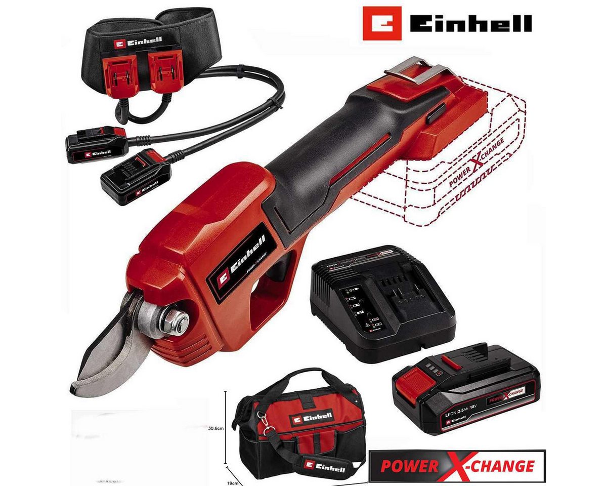 Einhell Akku-Astschere Astschere GE-LS 18 Li-18 V Akku 2.5 Ah, Ladegerät,Akkugürtel, Tasche von Einhell