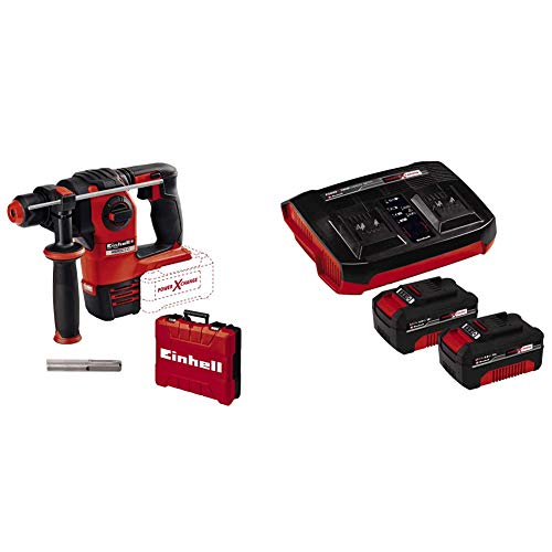 Einhell Akku-Bohrhammer HEROCCO Power X-Change (Li-Ion, 18 V, 2.2 Joule, 18 Nm, bürstenloser Motor, pneumatisches Schlagwerk, SDS+ Werkzeugaufnahme, inkl. E-Box, 2x 4,0 Ah Akku und Twincharger) von Einhell