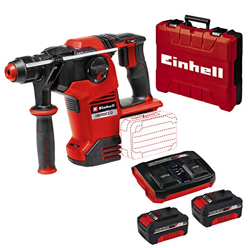 Einhell Akku-Bohrhammer HEROCCO 36/28 Power X-Change (Li-Ion, 2x 18 V, Twin-Pack, 3.2 Joule, 29 Nm, bürstenloser Motor, SDS+ Werkzeugaufnahme, inkl. E-Box, 2x 3,0 Akku und Ladegerät) von Einhell