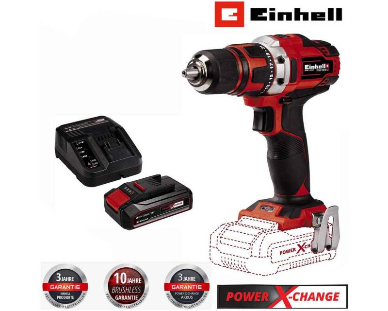 Einhell Akku-Bohrschrauber Bohrschrauber TE-CD 18/40 Li- 18 V, 40 Nm mit Akku 2.5 Ah + Ladegerät von Einhell