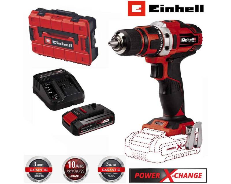Einhell Akku-Bohrschrauber Bohrschrauber TE-CD 18/40 Li- 18 V mit Akku 2.5 Ah Ladeg. + Koffer SF von Einhell