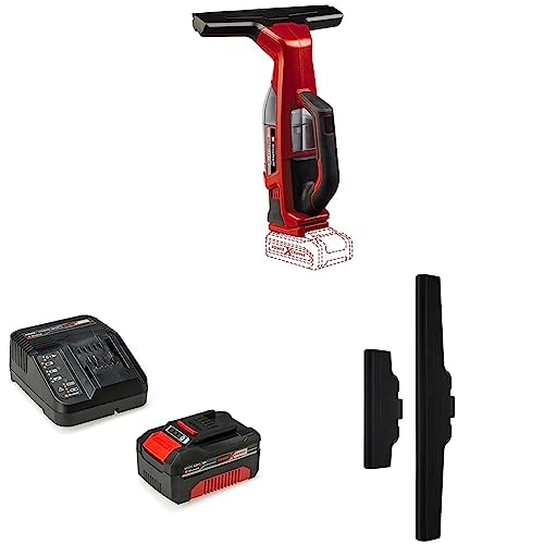 Einhell Akku-Fensterreiniger BRILLIANTO Power X-Change (18 V, 28 cm lange Saugdüse, streifenfreie Reinigung, inkl. Sprühflasche mit Mikrofasertuch, 4,0 Ah Akku, Ladegerät, Düsenset) von Einhell