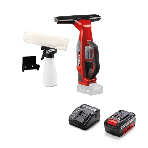 Einhell Akku-Fensterreiniger BRILLIANTO Power X-Change (18 V, 28 cm lange Saugdüse, streifenfreie Reinigung, inkl. Sprühflasche mit Mikrofasertuch, 4,0 Ah Akku und Ladegerät) von Einhell