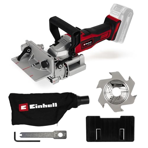 Einhell Akku-Flachdübelfräse TE-BJ 18 Li-Solo Power X-Change (18 V, Li-Ion, stufenlose Winkel-/Höheneinstellung, 6-stufige Tiefenverstellung, ohne Akku & ohne Ladegerät) von Einhell