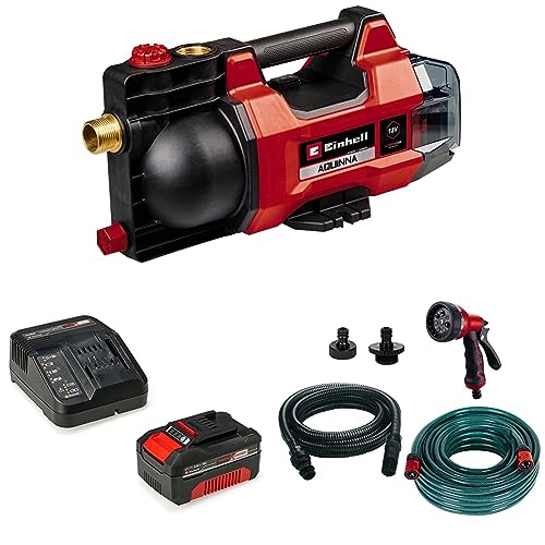 Einhell Akku-Gartenpumpe AQUINNA 18/28 Power X-Change (18 V, max. 2800 L/h Fördermenge, max. 25 m Förderhöhe, ECO-/ Boost-Modus, inkl. 4,0 Ah Akku, Ladegerät und Zubehör-Set) von Einhell