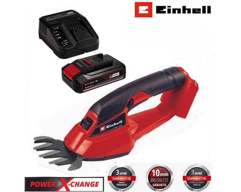 Einhell Akku-Gras- und Strauchscherenset Akku Grasschere GC-AGS 18 Li- 18V,mit Akku 2.5 Ah + Ladegerät von Einhell