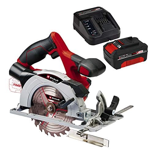 Einhell Akku-Handkreissäge TE-CS 18/150 Li Power X-Change (Lithium Ionen, Schnitttiefe + Neigungswinkel werkzeuglos einstellbar, LEDs, inkl. 4,0 Ah Akku und Ladegerät) von Einhell