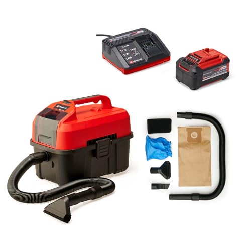 Einhell Akku-Nass-Trockensauger TE-VC 18/10 Li-Solo Power X-Change (10 Liter Tank, inkl. 2 m-Schlauch, Fugen-/Bürstendüse + Polster-/Universaldüse, inkl. 5.2 Ah Akku) von Einhell