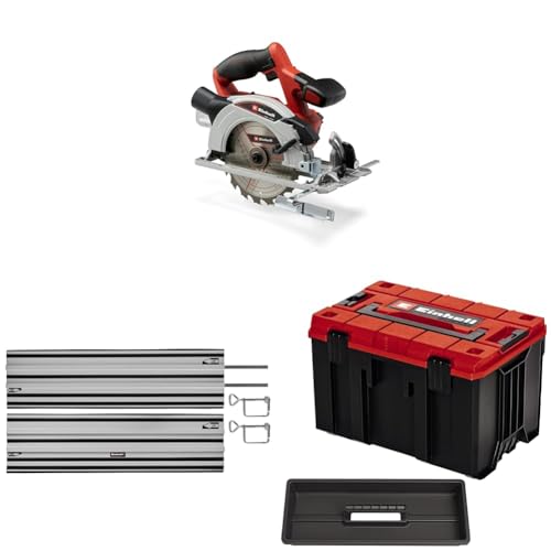 Einhell Akku-Handkreissäge TE-CS 18/165-1 (18 V, Li-Ion, Ø165 x Ø20 mm Sägeblatt, werkzeuglose Einstellung bei Schnitttiefe + Neigungswinkel, ohne Akku, inkl. Führungsschiene, inkl. E-Case) von Einhell