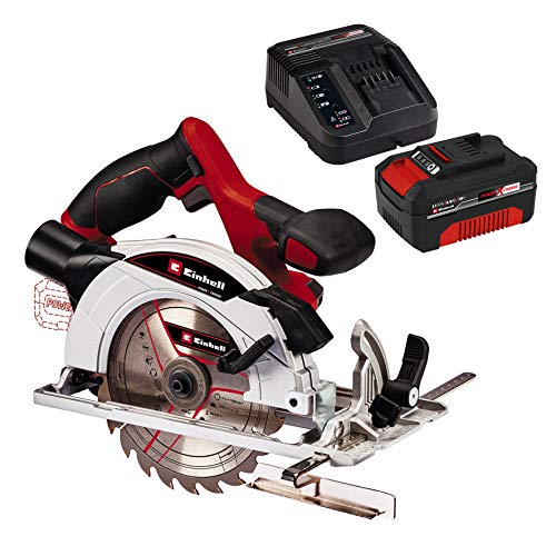 Einhell Akku-Handkreissäge TE-CS 18/165-1 Li Power X-Change (Litihium-Ionen, werkzeuglose Einstellung bei Schnitttiefe + Neigungswinkel, inkl. 4,0 Ah Akku und Ladegerät) von Einhell