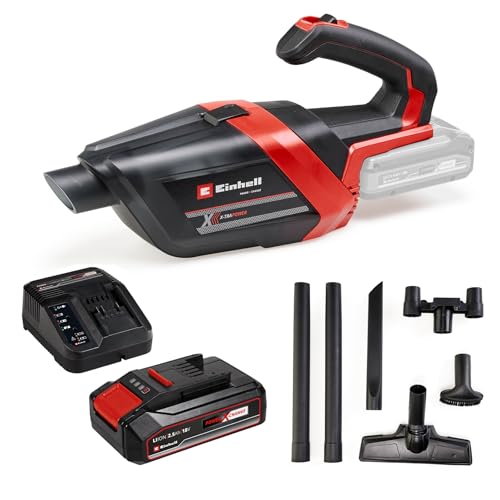 Einhell Akku-Handstaubsauger TE-HV 18/06 Li Power X-Change (18 V, 72 mbar Saugleistung, inkl. Fugendüse, Polsterdüse, Bodendüse, 0,6 L Staubbehälter, inkl. 2,5 Ah Akku und Ladegerät) von Einhell