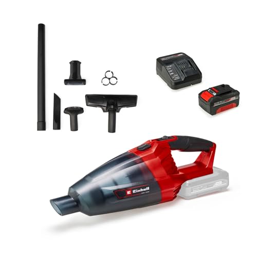Einhell Akku-Handstaubsauger TE-VC 18 Li Power X-Change (Li-Ion, 540 ml-Staubfangbehälter, inkl. 3 Düsen, Verlängerung, Wandhalterung, inkl. 4,0 Ah Akku und Ladegerät) von Einhell