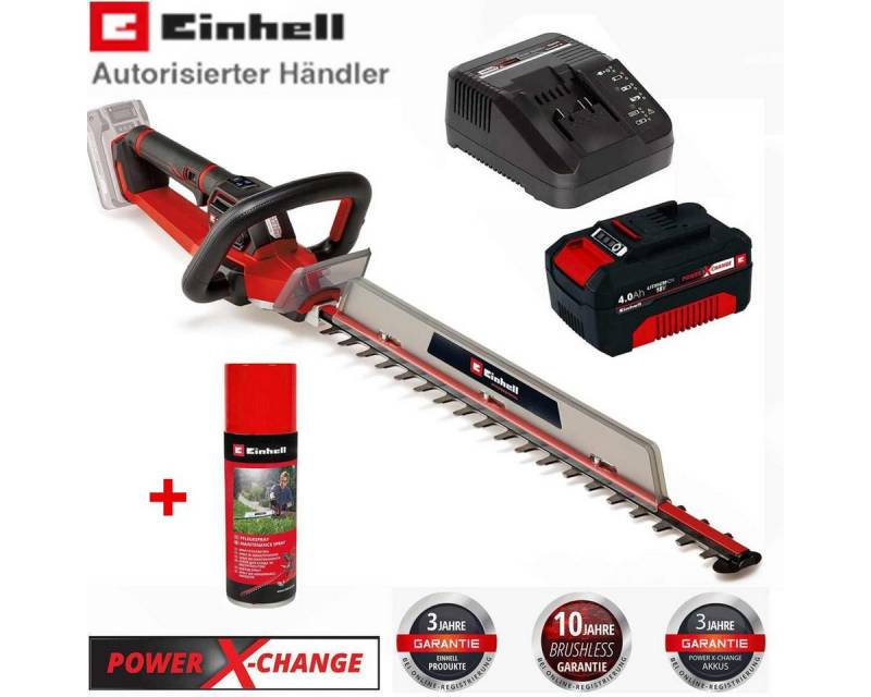 Einhell Akku-Heckenschere Akku-Heckenschere GP-CH 18/61 Li BL- ABS mie Akku 4 Ah + Pflegespray von Einhell