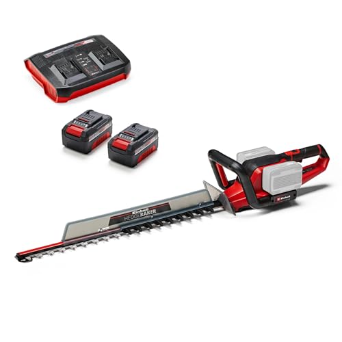 Einhell Akku-Heckenschere GE-CH 36/65 Li Power X-Change (36 V, 65 cm Schnittlänge, 30 mm Zahnabstand, drehbarer Handgriff, inkl. Schnittgutsammler, 2x 4,0 Ah Akkus und Twincharger) von Einhell