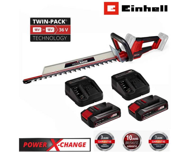 Einhell Akku-Heckenschere Heckenschere GE-CH 36/61 Li- 36V mit 2 x Akku 2.5 Ah 2 x Ladegärt 36 V von Einhell