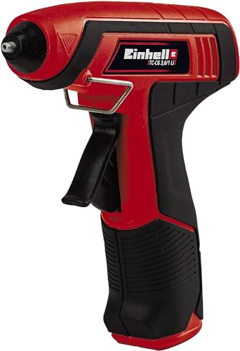 Einhell Akku-Heißklebepistole TC-CG 3,6/1 Li (Lithium-Ionen, max. 160 °C, 150 mm Klebestiftlänge, Anti-Tropf-System, 30 Sekunden Aufheizzeit, inkl. Metallbox, Ladegerät und 4 Heißklebestiften) von Einhell