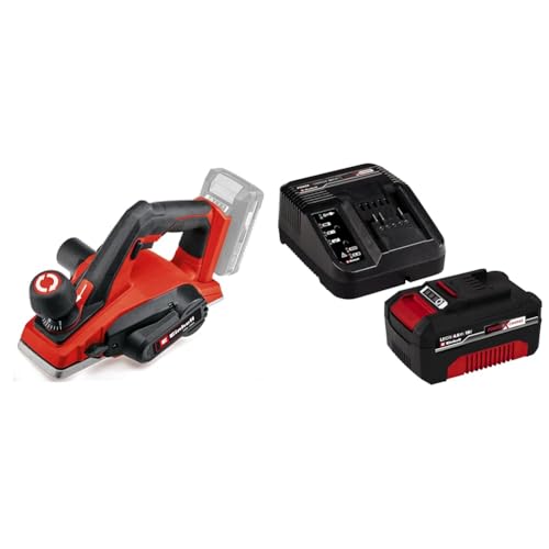 Einhell Akku-Hobel TE-PL 18/82 Li Power X-Change (18 V, Li-Ionen, 82 mm Hobelbreite, bis 2 mm Spantiefe, große Messerwelle, automatischer Parkschuh, Alu-Fußplatte, inkl. 4,0 Ah Akku und Ladegerät) von Einhell