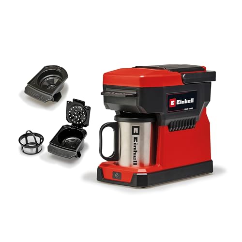 Einhell Akku-Kaffeemaschine TE-CF 18 Li-Solo Power X-Change (18 V, 240 ml Wasserbehälter, für Filterkaffee & Kaffeepads, Tragegriff, inkl. Kaffeetasse mit Deckel, ohne Akku) von Einhell