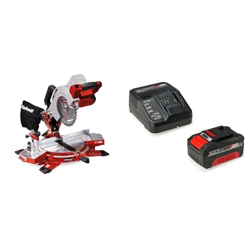 Einhell Akku-Kappsäge TE-MS 18/210 Li Power X-Change (Li-Ion, 18 V, 3.000 min-1, neigbarer Sägekopf, X-Tend Werkstückauflagen, HM-Präzisionssägeblatt, inkl. 4,0 Ah Akku und Ladegerät) von Einhell