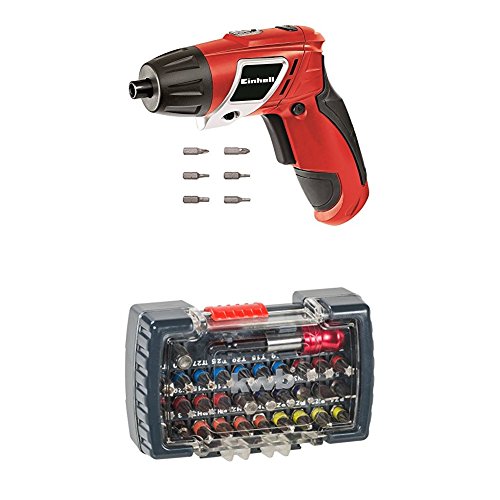 Einhell Akku Knick Schrauber TC-SD 3,6 Li (Lithium Ionen, 3,6 V, 1,3 Ah, 3 Nm, LED-Licht, LED-Batterieanzeige, inkl. 6 Bits, Ladegerät und 32-tlg. kwb Bit-Set) von Einhell