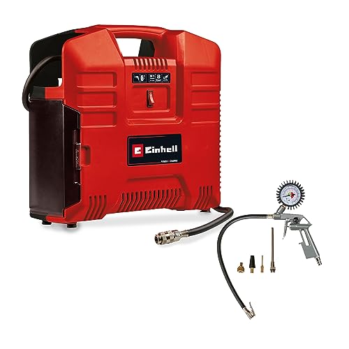 Einhell Akku-Koffer-Kompressor TE-AC 36/8 Li OF Set-Solo Power X-Change (36 V, max. 8 bar, ölfrei, Ansaugleistung 130 l/min, inkl. 3-tlg. Adapter-Set, ohne Akku & Ladegerät) von Einhell