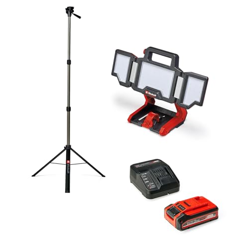 Einhell Akku-Lampe TP-CL 18/3000 Li Set Power X-Change (18 V, 3000 lm, schwenkbarer Leuchtkopf, klappbare Leuchtpaneele, 60 LEDs, inkl. 4,0 Ah PLUS Akku + Stativ) von Einhell